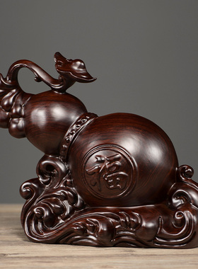 刺史葫芦家居摆设天然黑檀木雕