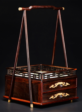 收纳柜古代手提箱老挝大红酸枝