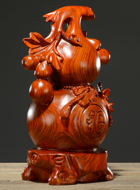 刺史花梨木雕葫芦摆件