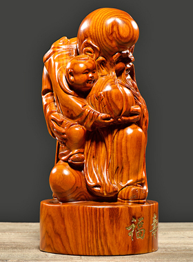 刺史花梨木雕寿星摆件