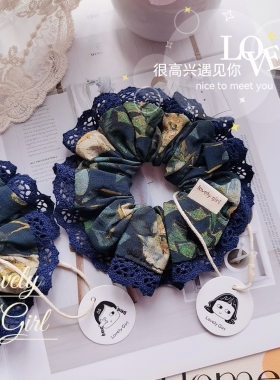 原创手作欧美油画梵高大肠发圈