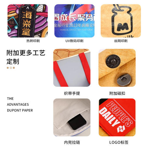 加急杜邦纸袋托特包包手提包斜挎包帆布袋帆布包定制印logo环保袋 - 图2
