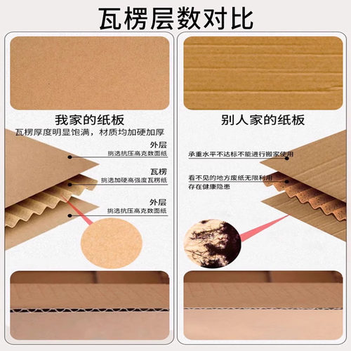 牛皮纸收纳箱装书箱带盖文件收纳盒子打包搬家纸箱子加厚加硬纸盒 - 图3