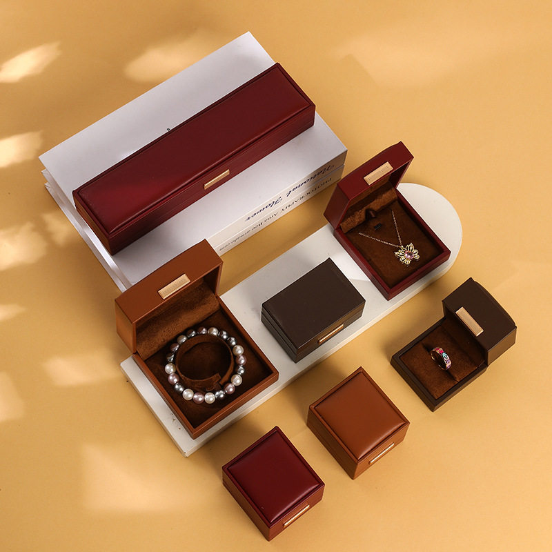 High-grade right-angle PU leather jewelry packaging box necklace