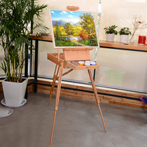Italian Solid Wood Hand-held Oil Painting Box Drawing Board Sketching Outdoor Sketching Outdoor Sketching Box Baking Lacquered Wood Lifting oil painting Shelf Oil Painting Box Bracket folding easel containing storage Painted Oil Painting box