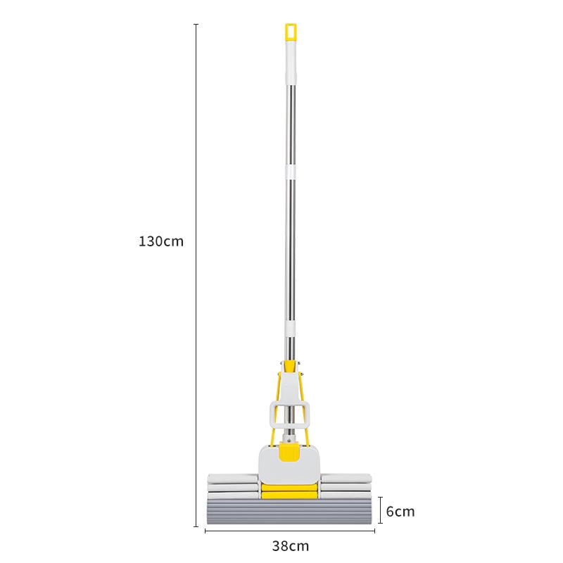 38CM三排轮超大号海绵拖把家用免手洗懒人滚轮式吸水胶棉拖地拖把