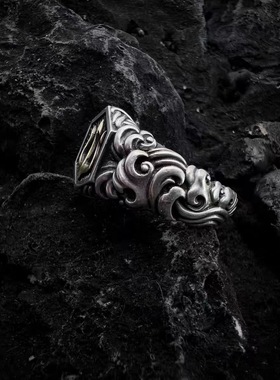 复古欧美风海神系类海洋三叉戟戒指男士个性海王战戒开口可调节