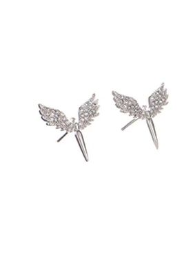 泰银守护天使项链耳钉戒指设计小众ins网红首饰套装满钻饰品