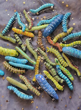 Hand painted Caterpillar hairclip手绘毛毛虫发夹礼物
