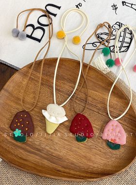 初秋韩系手作布艺卡通儿童项链可爱小狗挂脖挂件甜美毛球穿搭配饰