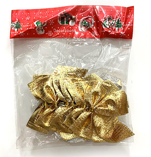 圣诞蝴蝶结5.5cm 12个红色蝴蝶结金银红布蝴蝶结 圣诞树装饰品 - 图0
