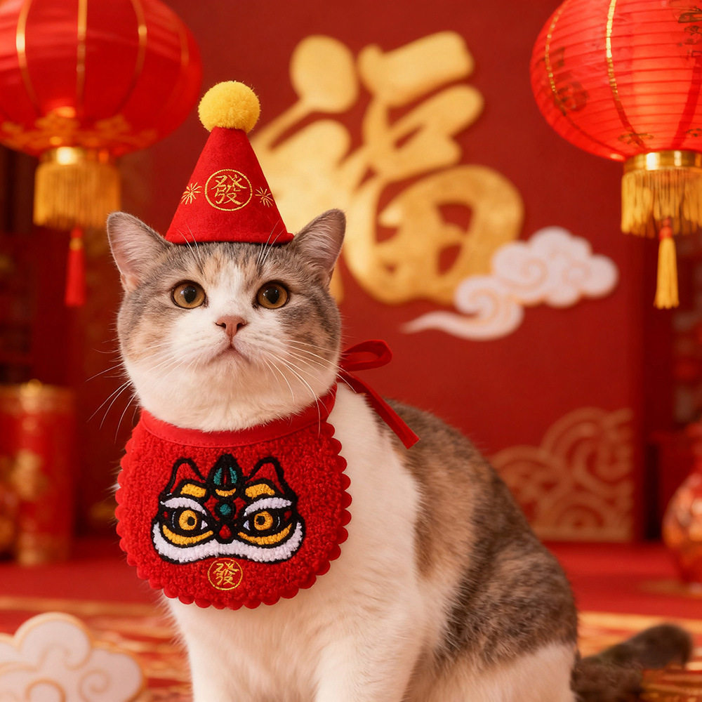 狗狗新年喜庆口水巾宠物小狗围脖三角巾可爱围兜过年装饰品配饰品,淘宝优惠券,粉丝福利购,淘宝优惠卷