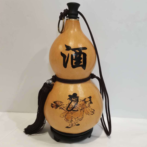 精品李白济公酒葫芦防渗蜂蜡酒壶装酒水摆件挂件包浆仿古大号随身 - 图1