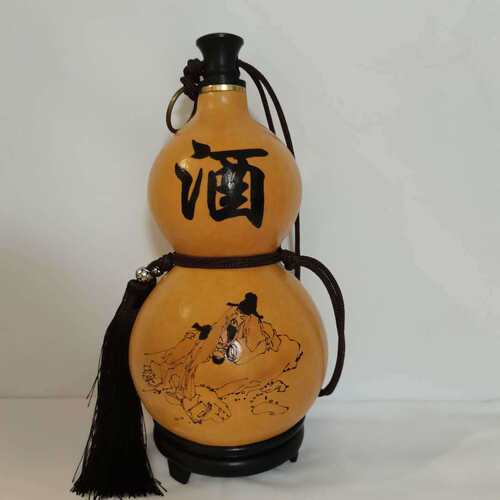 精品李白济公酒葫芦防渗蜂蜡酒壶装酒水摆件挂件包浆仿古大号随身 - 图0