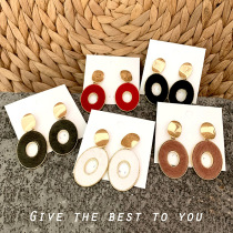 South Korea Dongdaemun Identical Earrings Female Autumn Winter Retro Plush Temperament Fashion Long Version Oval Earbuff Ear Ornaments