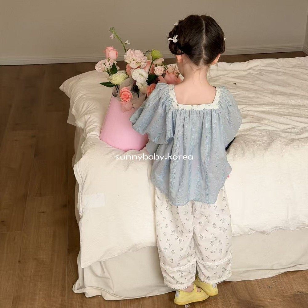 AIAI韩国进口童装代购26春女小童棉柔洋气刺绣花边方领娃娃衫T恤,淘宝优惠券,粉丝福利购,淘宝优惠卷