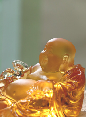 琉璃弥勒佛佛堂佛像摆件琉璃摆件