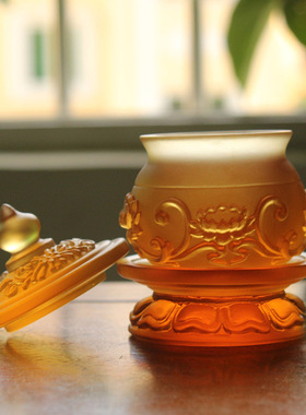 供杯水杯古法琉璃杯佛圣水杯