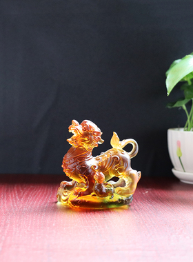 麒麟镇宅纳福古法琉璃貔貅摆件