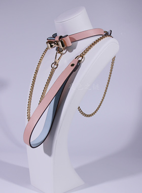 NIGHT CHAIN 金色蝴蝶结金色铃铛真皮sm项圈 可定制刻字 保密发货