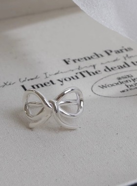 S925纯银戒指女食指开口蝴蝶结