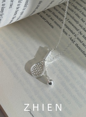 S925纯银网球拍吊坠高级感项链