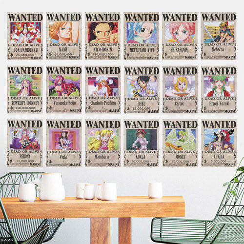 海贼王动漫周边贴纸草帽团悬赏通缉令尼卡路飞墙贴纸卧室宿舍装饰 - 图0