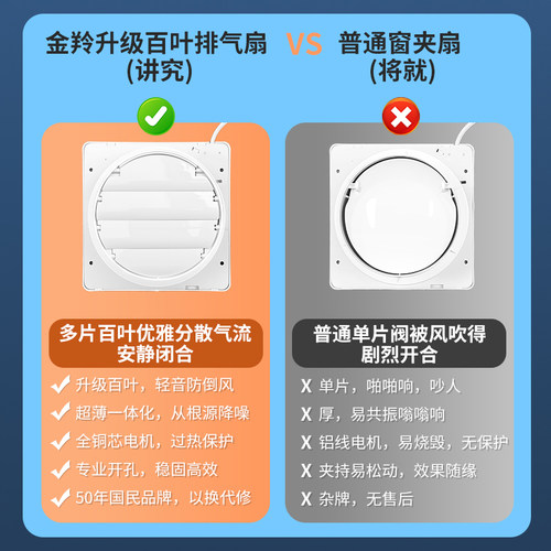 金羚排气扇8寸换气扇墙壁式家用强力抽风机排风扇卫生间窗式静音 - 图1