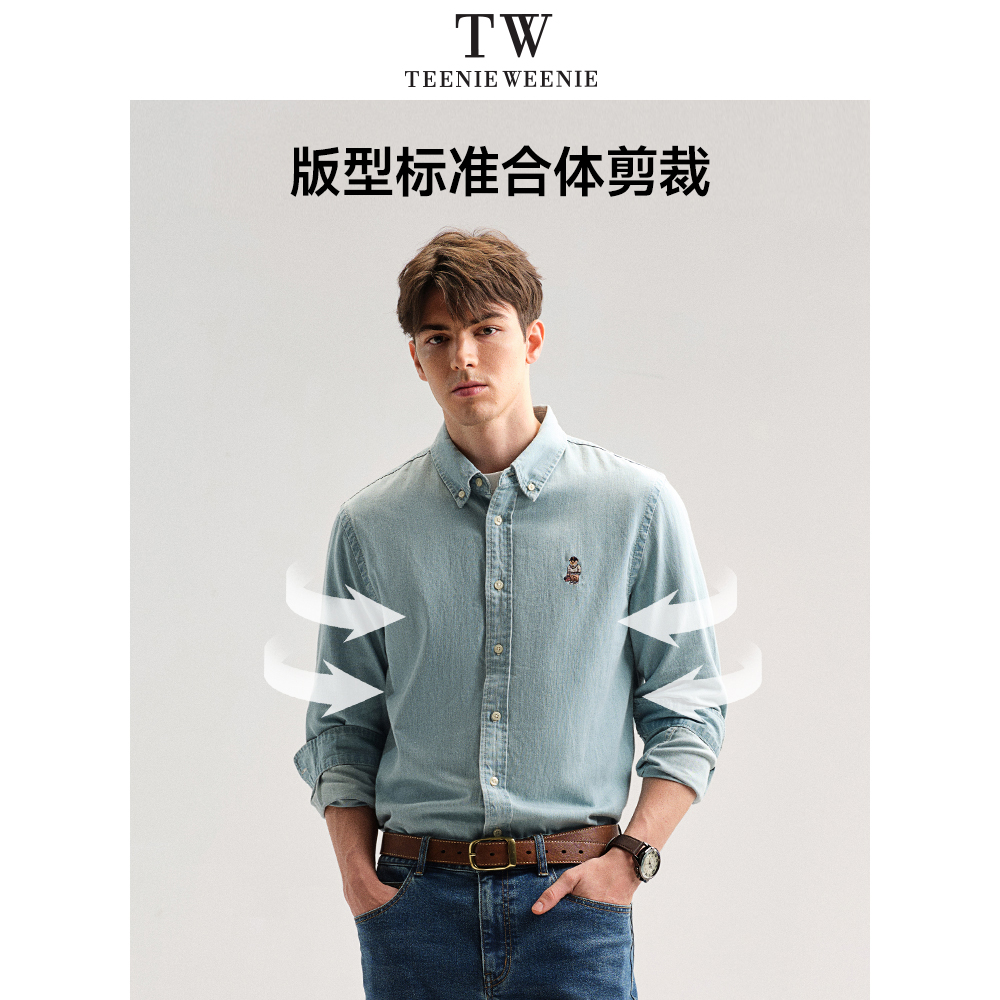 TeenieWeenie小熊男装简约牛仔衬衫春季休闲美式复古宽松情侣衬衣