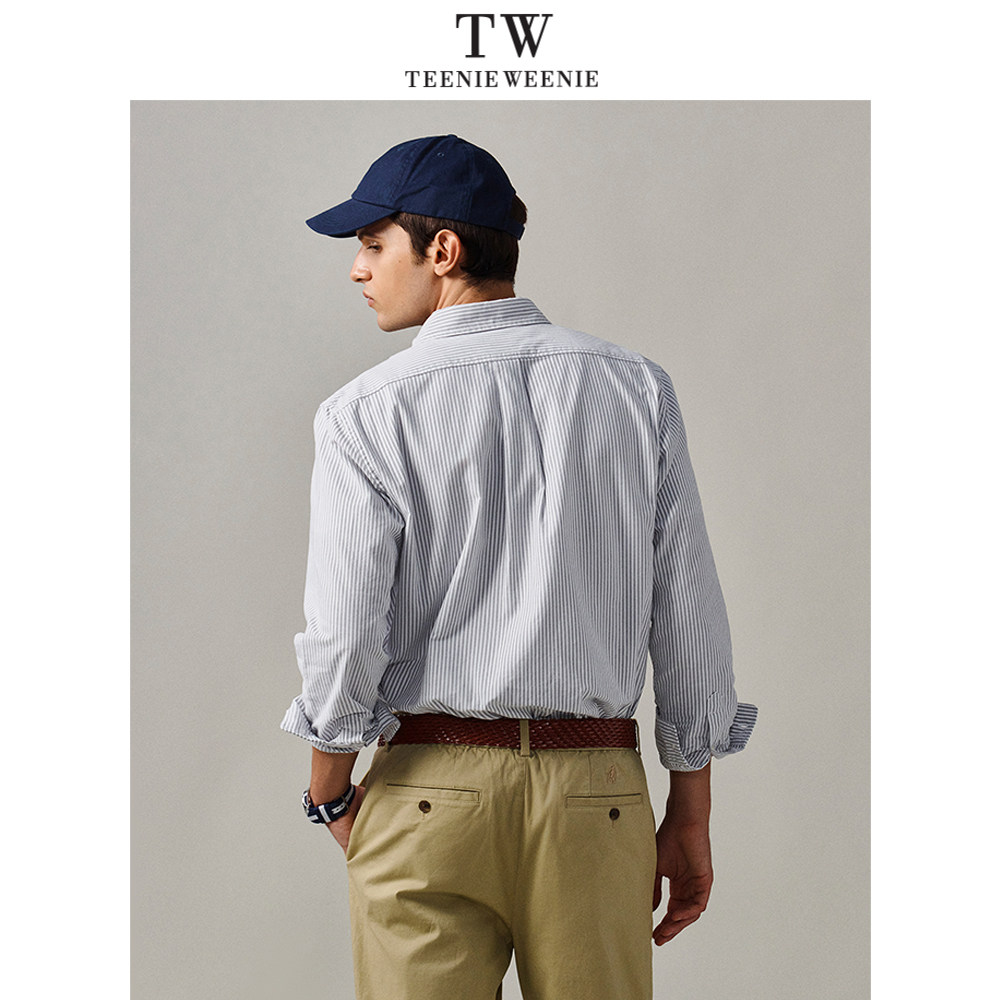 Teenie Weenie小熊男装美式休闲条纹口袋牛津纺长袖衬衫2026年春,淘宝优惠券,粉丝福利购,淘宝优惠卷