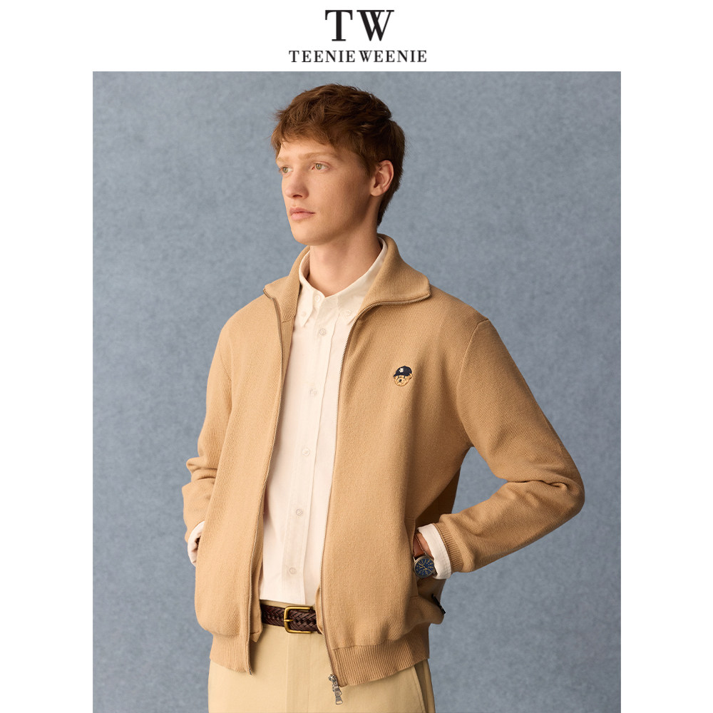 Teenie Weenie小熊男装日系休闲高领易打理拉链毛衣开衫2026年春,淘宝优惠券,粉丝福利购,淘宝优惠卷