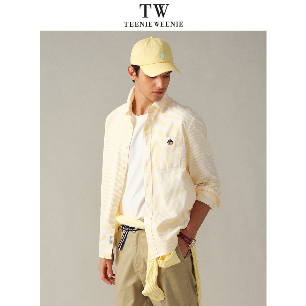 Teenie Weenie小熊男装美式休闲条纹口袋牛津纺长袖衬衫2026年春,淘宝优惠券,粉丝福利购,淘宝优惠卷