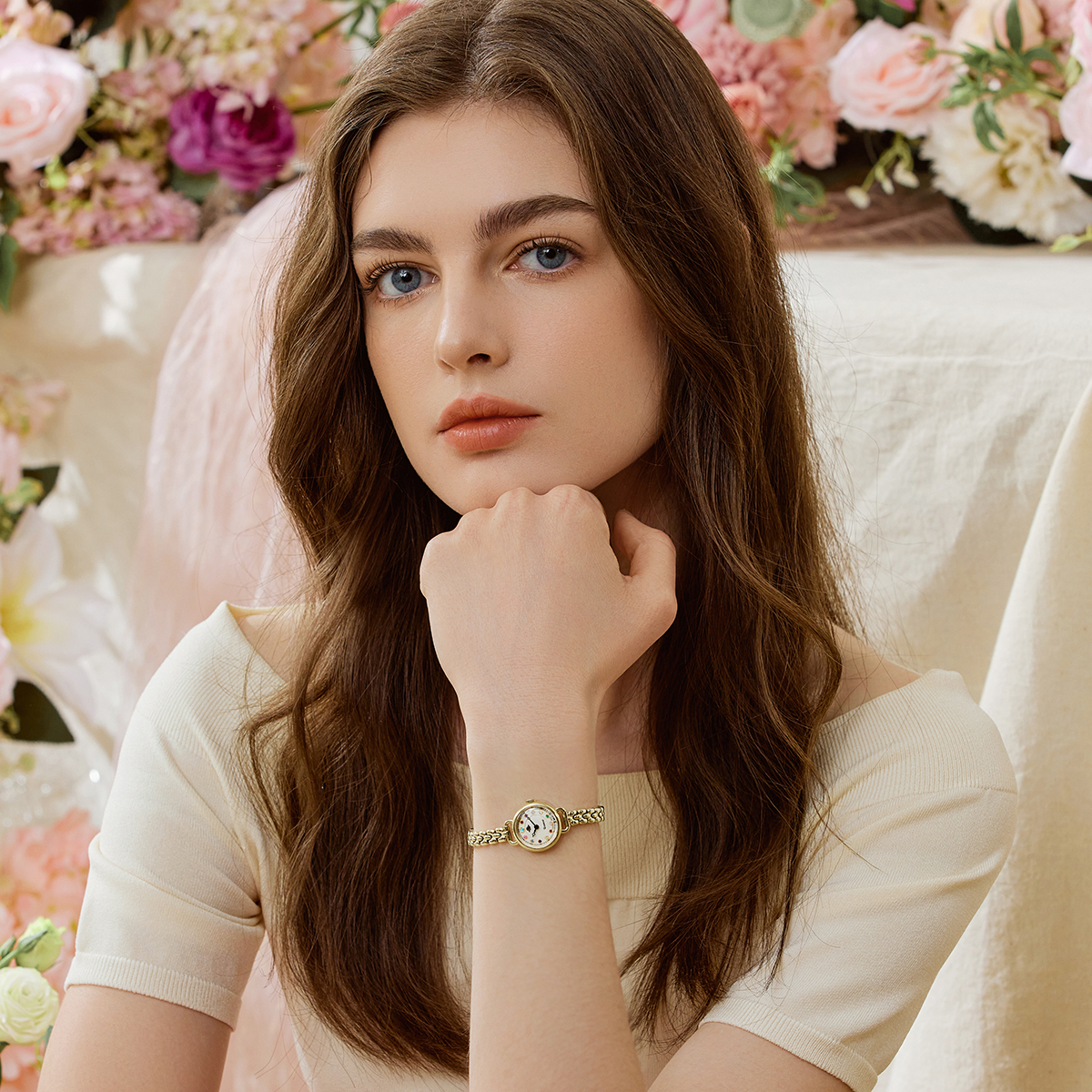 天猫惊喜盒丨Rosemont诞生石精致ins风玫瑰金金属细带玫瑰手表女 - 图0