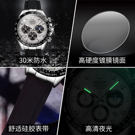 Reloj automático impermeable para hombre Meteorite Grey Daytona