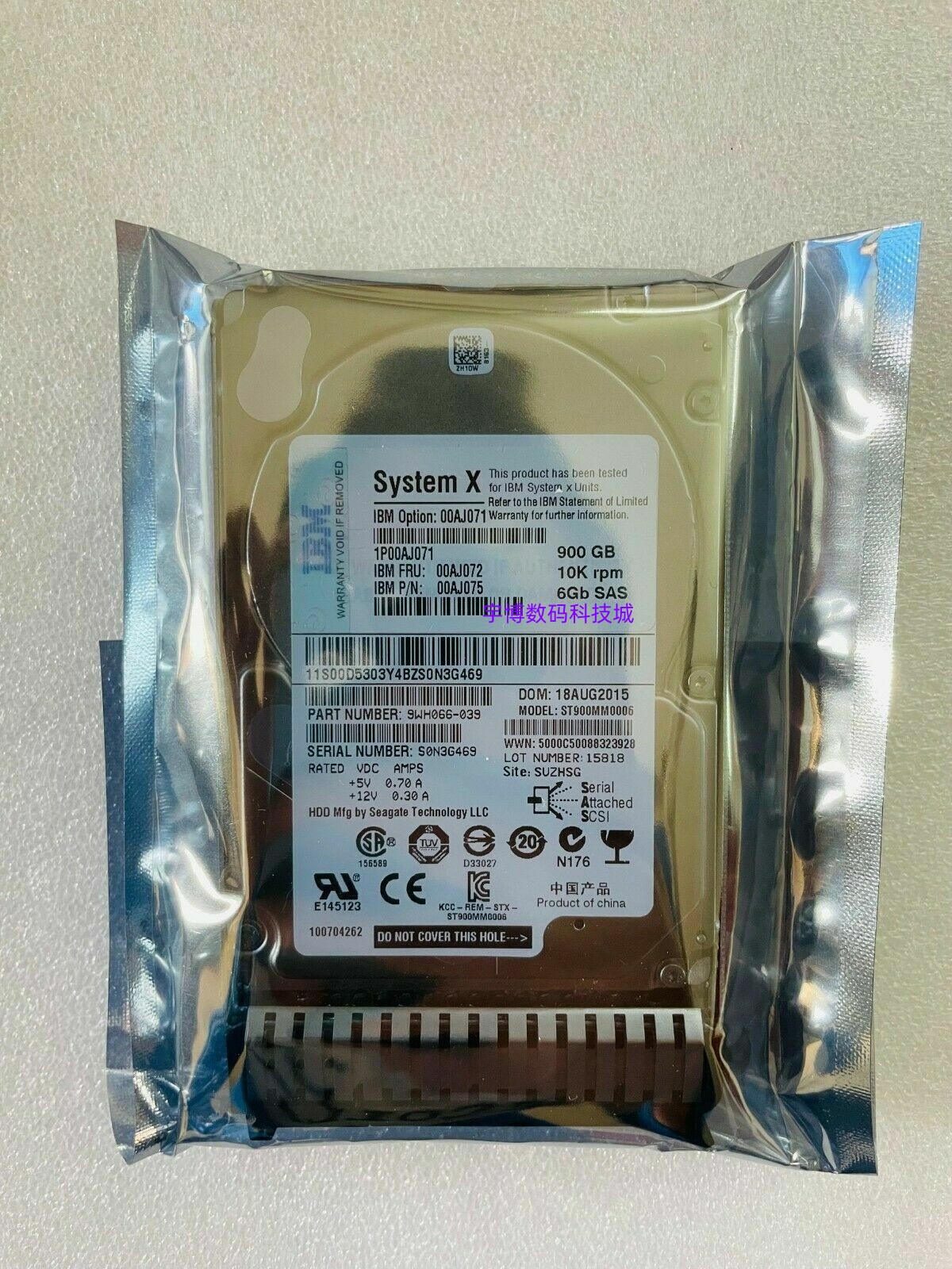 联想 IBM X3850X6 900G 10K 6Gb SAS硬盘00AJ072 00AJ071 00AJ075-图0