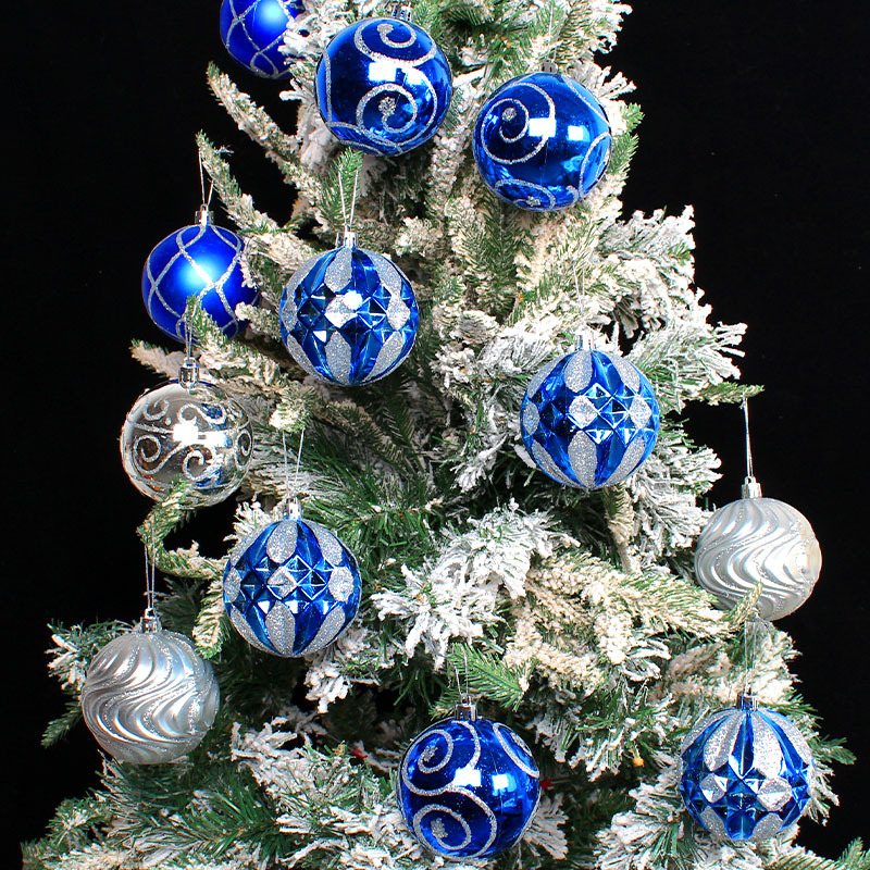 圣诞装饰球挂件创意diy套装彩绘吊球节日橱窗彩球派对挂饰8cm16颗-图1