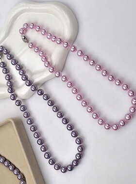 施家粉紫色系珍珠项链