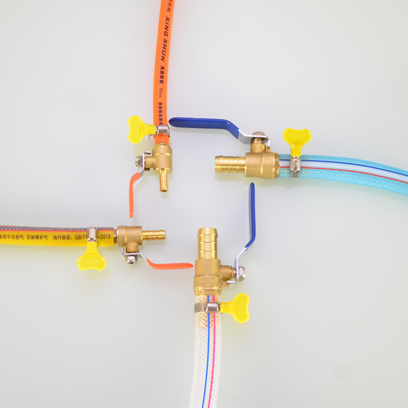 全铜双宝塔快插软管球阀煤气燃气热水器水管接头直通三通阀门开关 - 图0