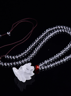 九尾狐狸情侣款天然水晶手工雕刻