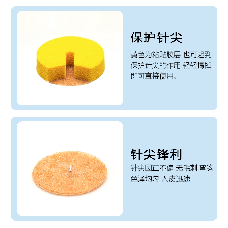 日本同款揿针皮内针粉色蓝色绿色埋针贴钦针耳穴耳针儿童吴痛嵌针 - 图1