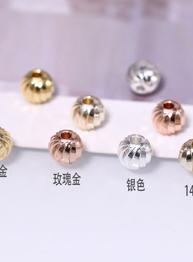 diy饰品配件 18K金保色西瓜纹弯刀珠子隔离珠子手链项链耳饰材料