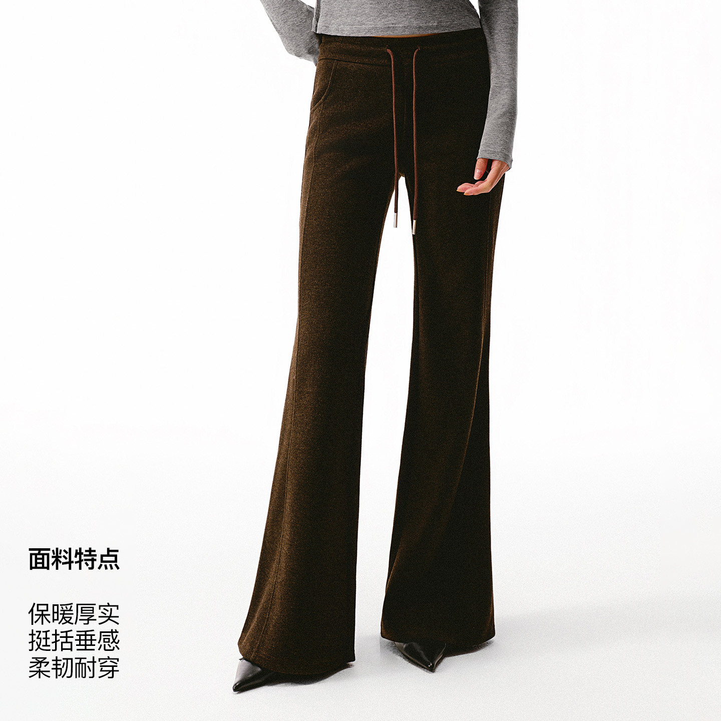 asomesome美式羊毛修身直筒微喇裤女秋冬磨毛厚卫裤运动休闲裤子,淘宝优惠券,粉丝福利购,淘宝优惠卷