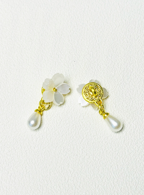 紫色粉色花瓣珍珠吊坠手串手机链diy饰品配件耳坠小滴流