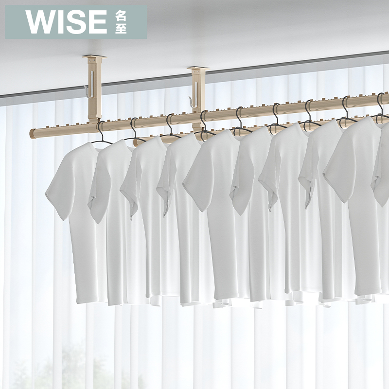 铝合金晾衣杆阳台顶装固定晾衣架上下双层杆挂晒衣架家用凉衣服架 - 图2