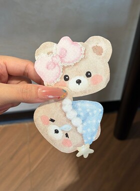 可爱小熊卡通刘海碎发魔术贴