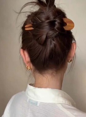 高级感醋酸u型发簪女2026新款后脑勺盘发神器丸子头簪子发夹发饰