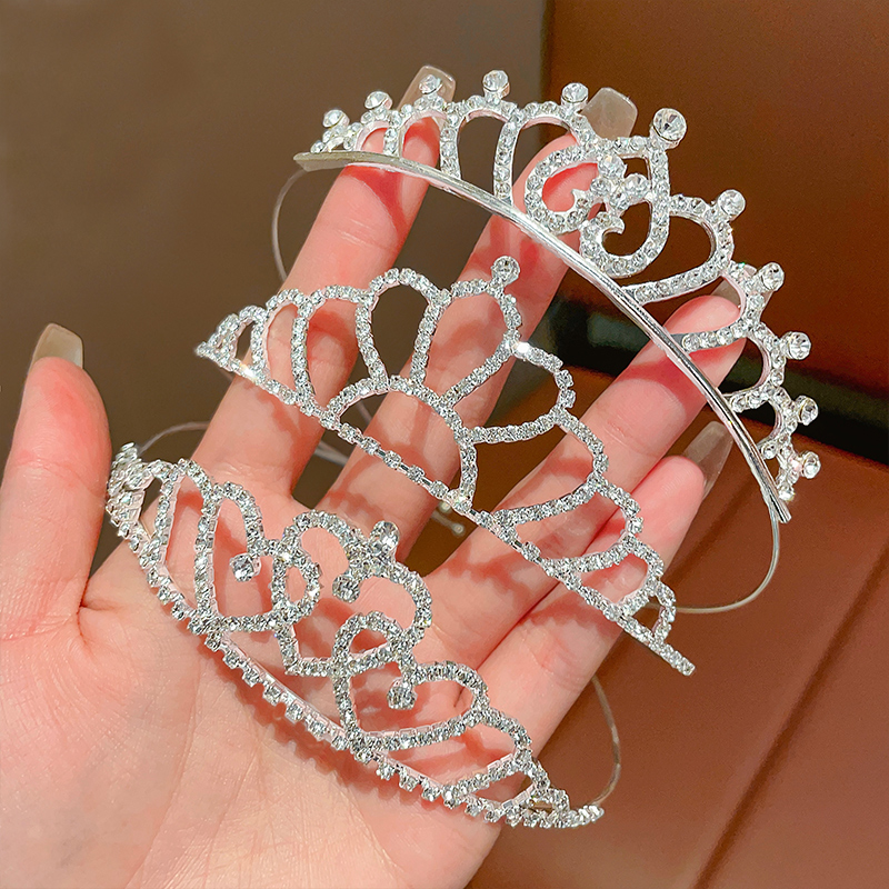 生日皇冠头饰女公主高端王冠女童生日发卡发箍儿童小女孩头箍发饰 - 图1