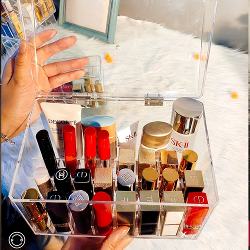 Стеклянная помада, коробка для хранения, акриловый косметический настольный комплект