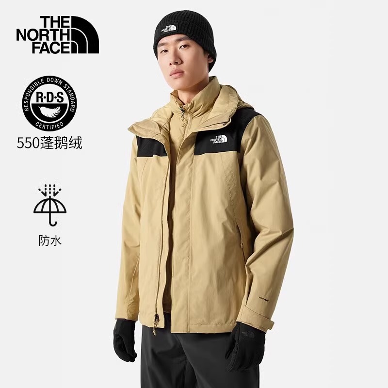 TheNorthFace北面羽绒内胆三合一男23秋冬防风防水保暖冲锋衣892A