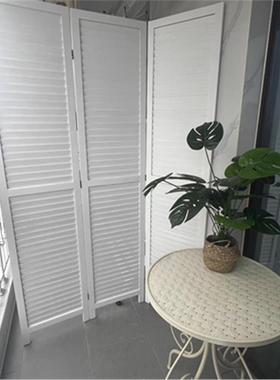 法式乡村实木百叶折叠移动